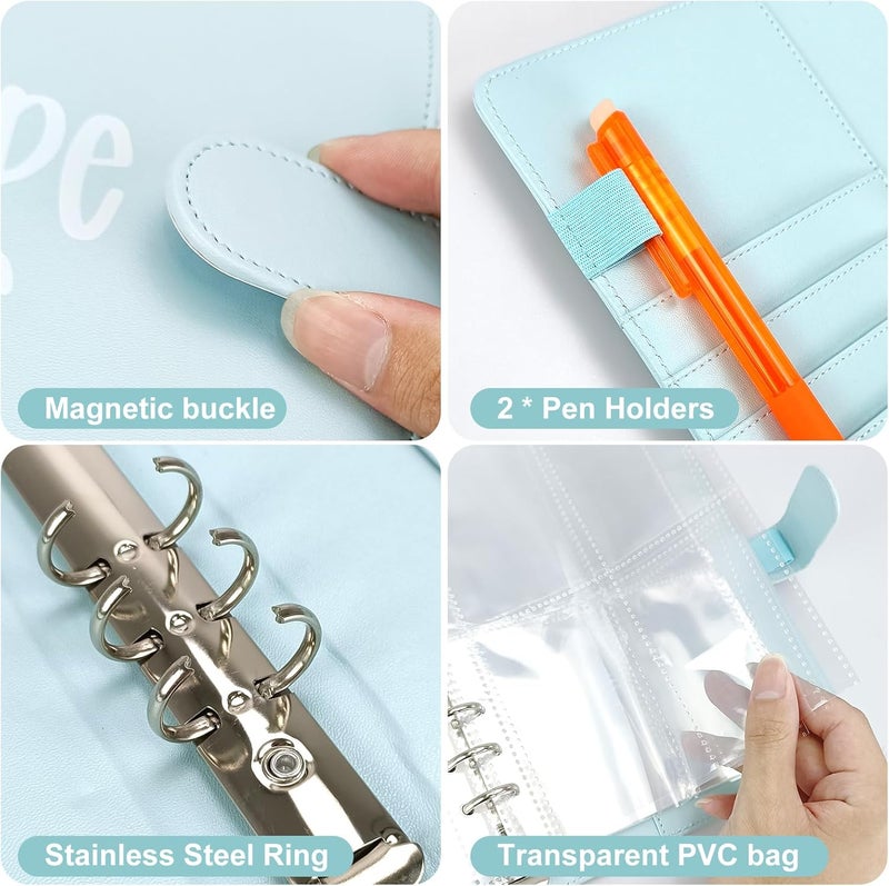 POUYRBA 100 Envelope Challenge Binder, Leather 52 Week Money Saving Challenge Binder Easy and Fun Way for 100 Envelopes Money Saving Challenge Budget Binder for Budgeting Planner & Saving Money - Image 3